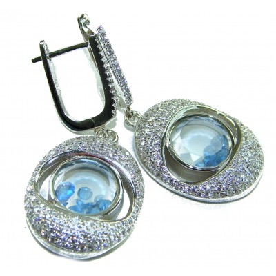 Floating Memories 11.5 carat Sapphire .925 Sterling Silver Handcrafted Statement earrings