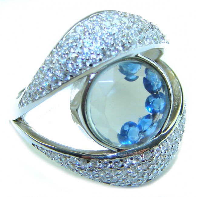 Floating Memories 12.5 carat Sapphire .925 Sterling Silver Handcrafted Ring size 8