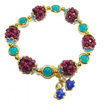 Sweet Berries authentic 18.5 carat Tourmaline 14K Gold over .925 Sterling Silver handmade stretch Bracelet