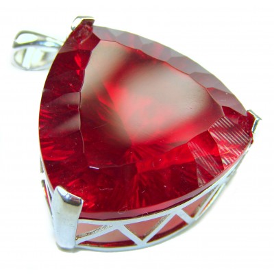 Very Rare! Trillion Cut Perfect 44.5 carat Volcanic Helenite .925 Sterling Silver handcrafted Pendant