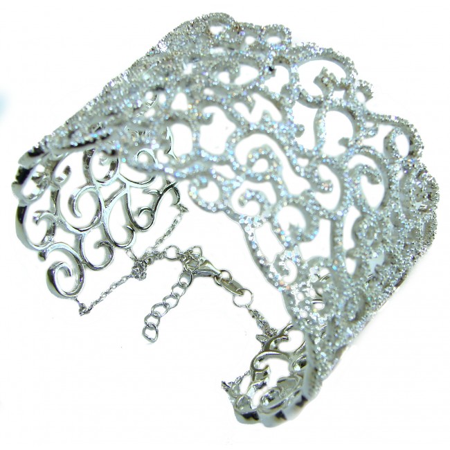 Spectacular! A Million Stars 43.8 carat White Sapphire .925 Sterling Silver Bracelet / Cuff