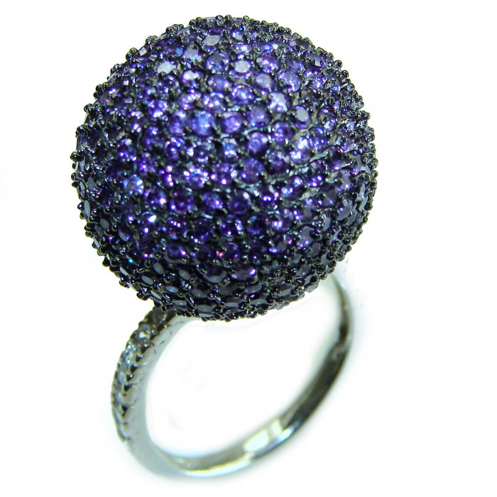 Tiffany Pave 27.5 carat authentic Amethyst .925 Sterling Silver Eternity Ring size 7 1/4 - video