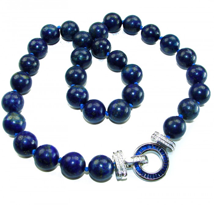 Boho Style 105.2 grams Lapis Lazuli .925 Sterling Silver handmade necklace