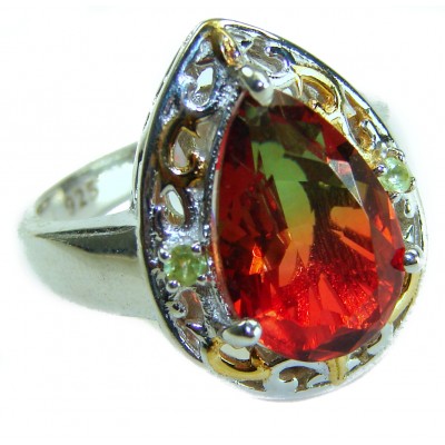 Rio De Janeiro 17.8 carat Brazilian Tourmaline .925 Sterling Silver Perfectly handcrafted Ring s. 8 1/4
