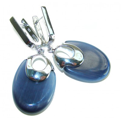 Best quality 12.5 carat African Cats Eye .925 Sterling Silver handcrafted earrings
