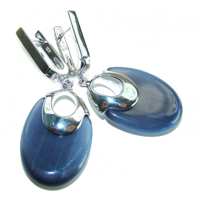 Best quality 12.5 carat African Cats Eye .925 Sterling Silver handcrafted earrings