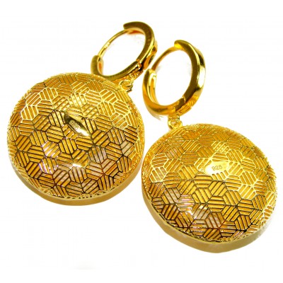 Dubai Style - Golden SPHERES .925 Sterling Silver dipped in 22K Gold handmade Large Earrings
