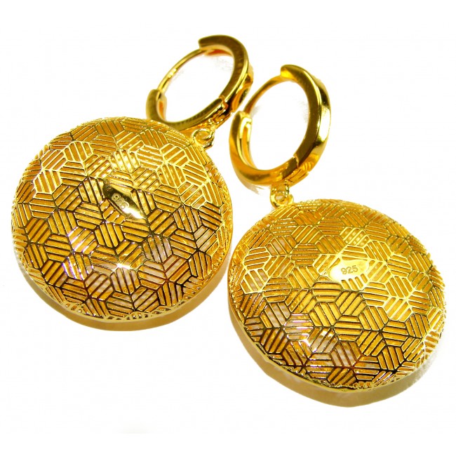 Dubai Style - Golden SPHERES .925 Sterling Silver dipped in 22K Gold handmade Large Earrings