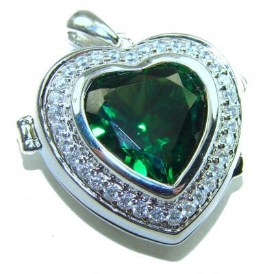 Secret compartment Authentic 18.5 carat Green Helenite .925 Sterling Silver Pendant