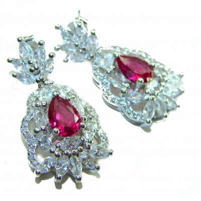 Magnificent Jewel 8.5 carat Ruby .925 Sterling Silver handcrafted incredible earrings