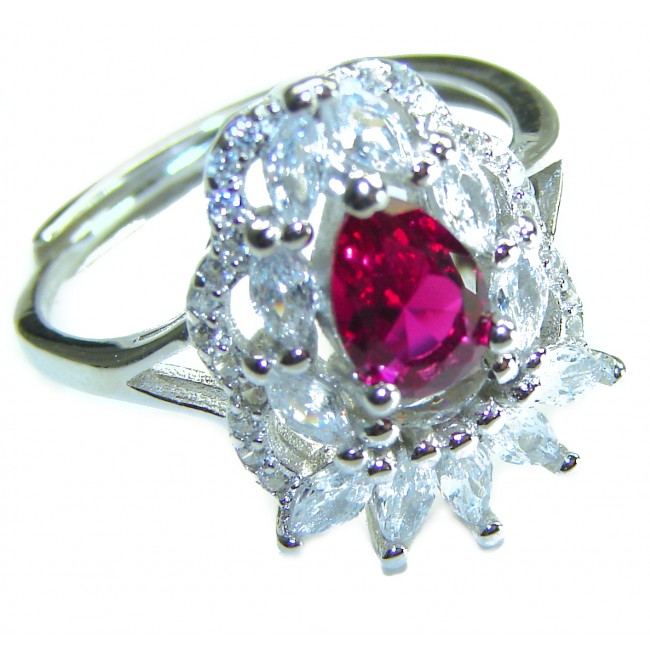 Real Beauty Natural 3.9 carat Ruby .925 Sterling Silver handmade Statement Ring size 8