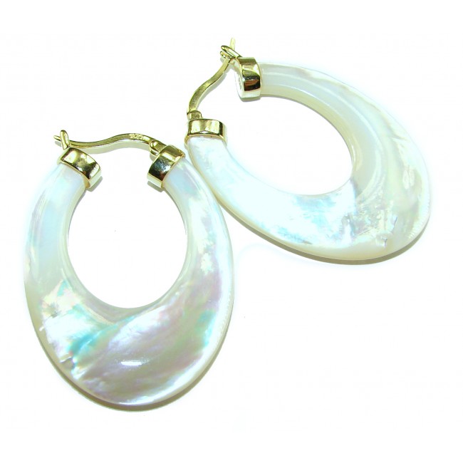 Large - Sublime Blister Pearl 18K Gold over .925 Sterling Silver handcrafted Earrings