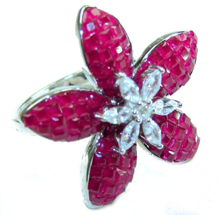 Born to Glam authentic 10.2 carat Ruby .925 Silver handcrafted Eternity Ring s. 6 1/4