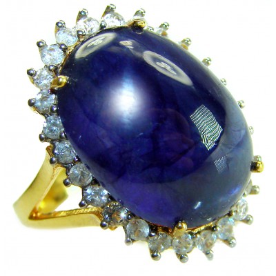 Giovanna Precious Design oval cut 34.9 CARAT Tanzanite .925 Sterling Silver 22K Gold over Statement Ring s. 7 1/4