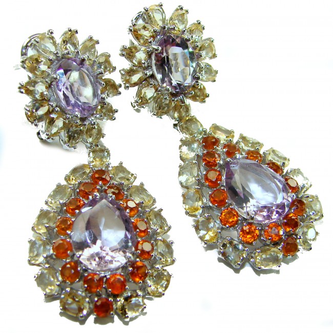 Lavender Beauty authentic 33.2 carat Pink Amethyst .925 Sterling Silver handcrafted earrings