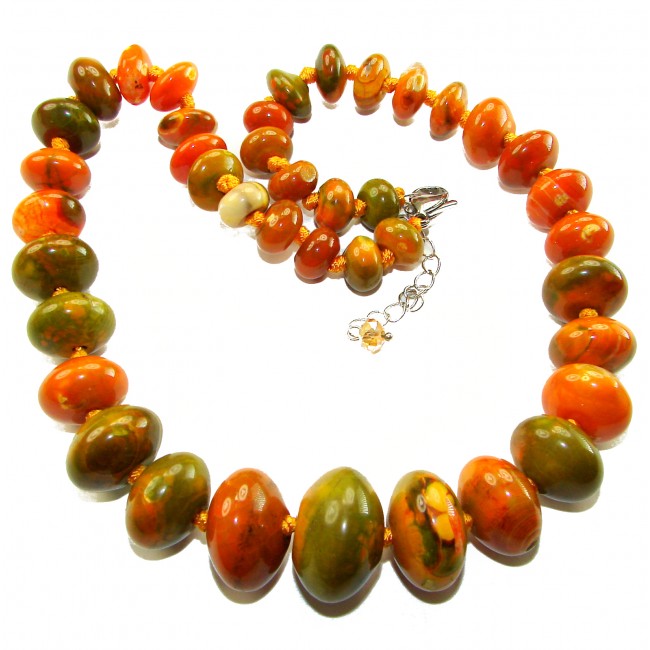 Top quality Rare Unusual Natural Carnelian Agate .925 Sterling Silver Necklace