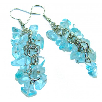 Authentic 22.7 carat Aquamarine .925 Sterling Silver handcrafted earrings