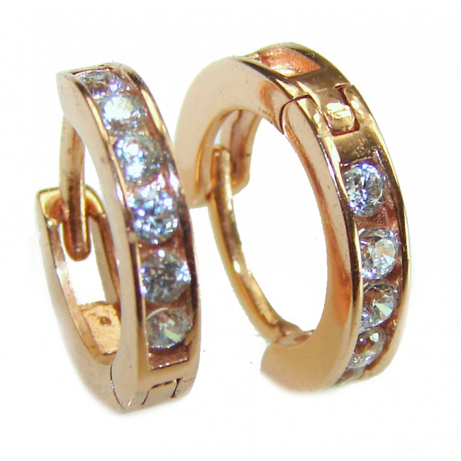 0.5 carat Cute .925 Sterling Silver dipped in Rose Gold handmade Hoop Earrings