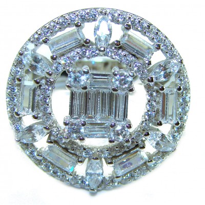 Art Deco 11.2 carat White Topaz .925 Silver handcrafted Cocktail Ring s. 7 1/4