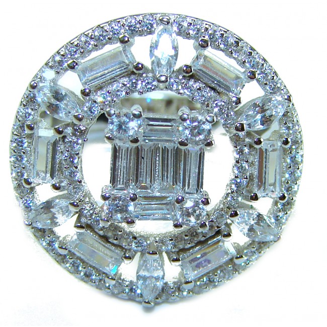 Art Deco 11.2 carat White Topaz .925 Silver handcrafted Cocktail Ring s. 7 1/4