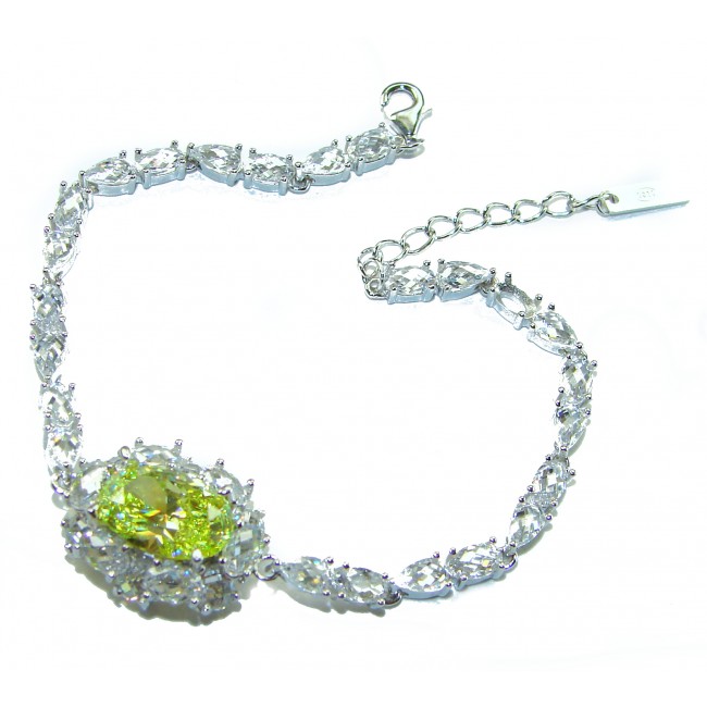 Luxurious 22.5 carat oval cut Authentic Yellow Sapphire .925 Sterling Silver handcrafted Statement Bracelet