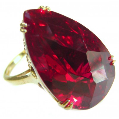 Carmen Natural 28.4 carat Ruby .925 Sterling Silver dipped in 22K Gold handmade Large Statement Ring size 6 1/4