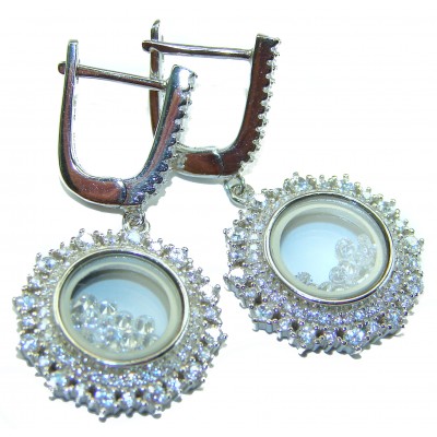 Floating Memories 11.5 carat White Topaz .925 Sterling Silver Handcrafted Statement earrings