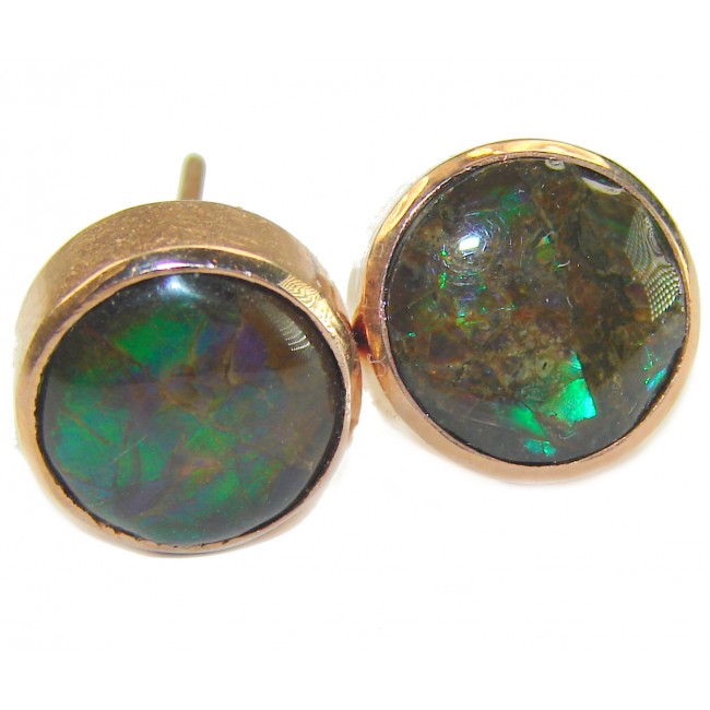 Sublime Aura Canadian Fire Ammolite 14K Gold over .925 Sterling Silver handmade earrings