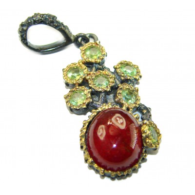 Genuine 4.5 carat Ruby BLACK RHODIUM OVER .925 Sterling Silver handmade Pendant