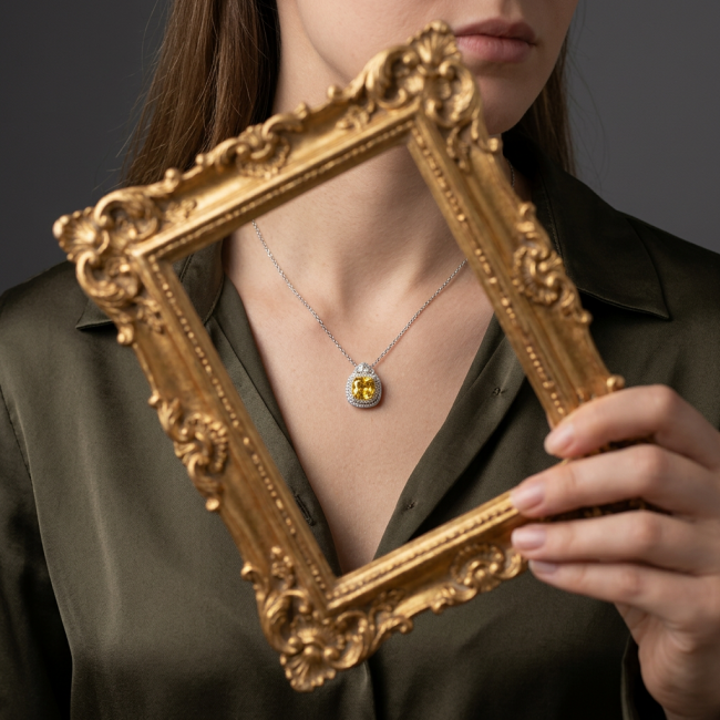 Luxurious Golden - 6.5 carat yellow Montana Sapphire .925 Sterling Silver handcrafted Statement Necklace