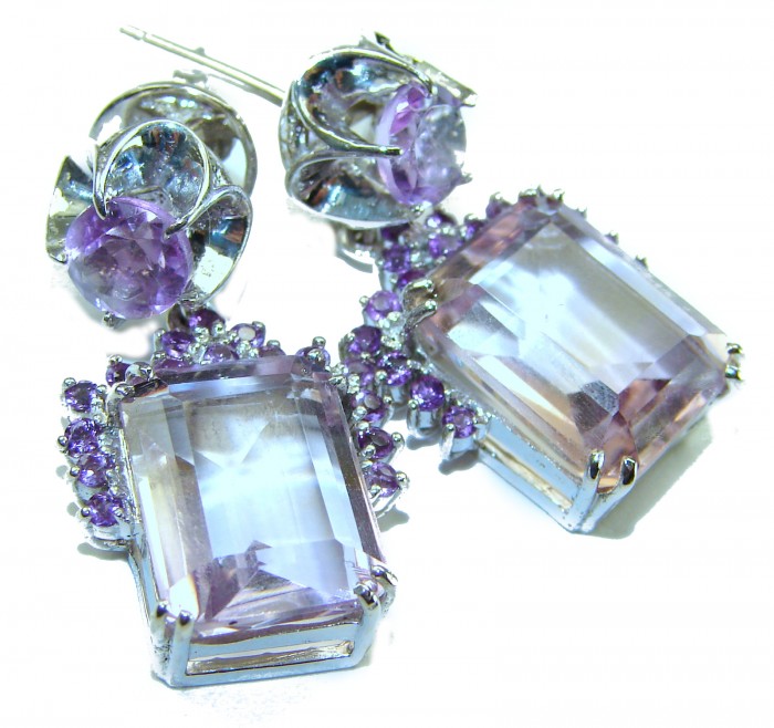 Purple Beauty 15.5 carat Ametrine .925 Sterling Silver HANDCRAFTED Earrings