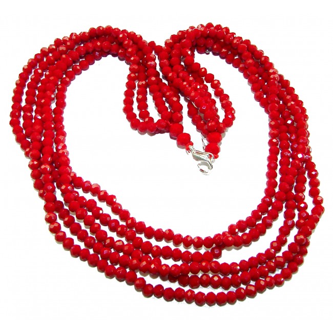 ESTANCIA Sublime natural Red Fossilized Coral Sterling Silver handmade Necklace