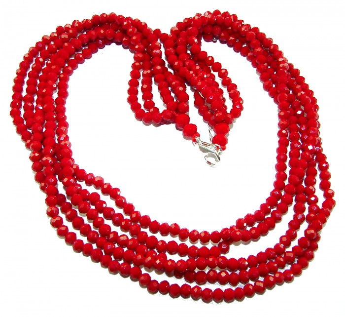 ESTANCIA Sublime natural Red Fossilized Coral Sterling Silver handmade Necklace