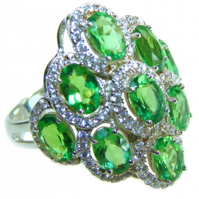 Exotic Beauty oval cut 17.5 carat Volcanic Helenite .925 Sterling Silver handmade Ring s. 7 1/4