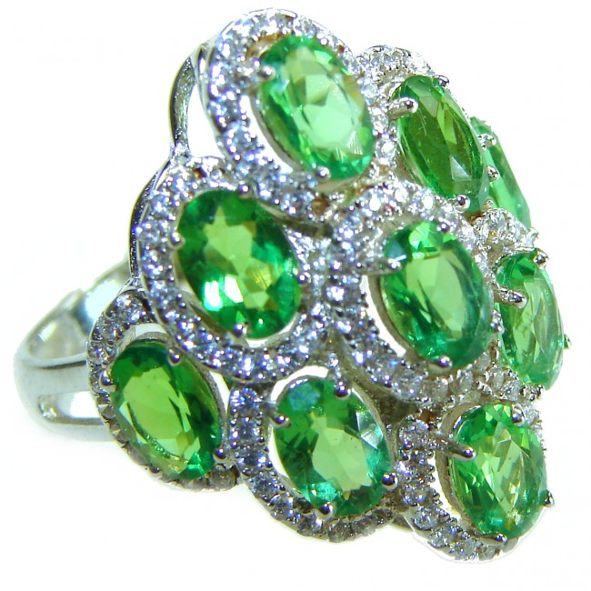 Exotic Beauty oval cut 17.5 carat Volcanic Helenite .925 Sterling Silver handmade Ring s. 7 1/4