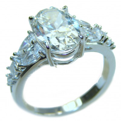 Art Deco 10.2 carat White Topaz .925 Silver handcrafted Cocktail Ring s. 8 1/4
