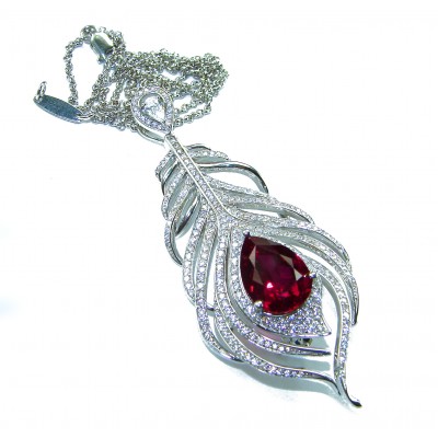 Magic Feather 10.2 carat Ruby .925 Sterling Silver .925 Sterling Silver Statement Necklace