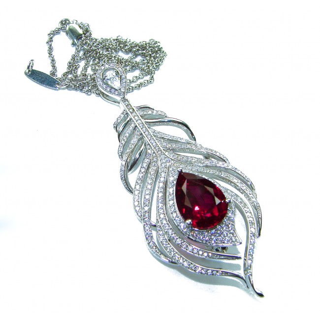 Magic Feather 10.2 carat Ruby .925 Sterling Silver .925 Sterling Silver Statement Necklace