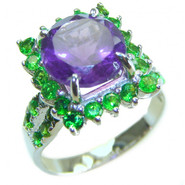 Purple Treasure 6.2 carat Amethyst Travorite Garnet .925 Sterling Silver Ring size 5