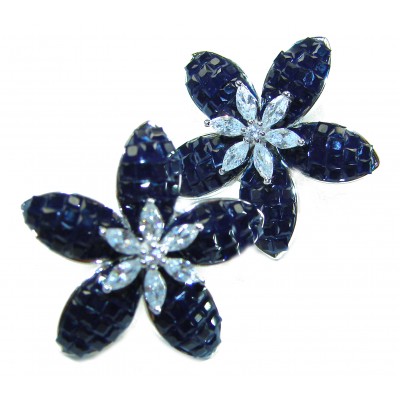 Incredible green Flowers genuine 10.5 CARAT Sapphire .925 Sterling Silver handcrafted Earrings