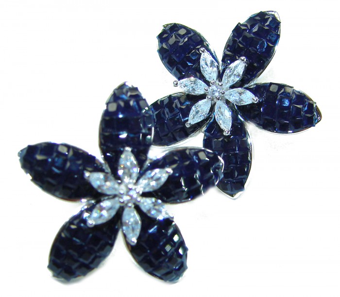 Incredible green Flowers genuine 10.5 CARAT Sapphire .925 Sterling Silver handcrafted Earrings