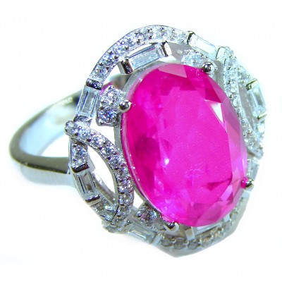 Bella Rosa Natural 10.8 carat Pink Topaz .925 Sterling Silver handmade Statement Ring size 8 1/4