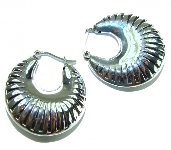 Highly Polished Fancy Modern design .925 Sterling Silver Italy made Earrings