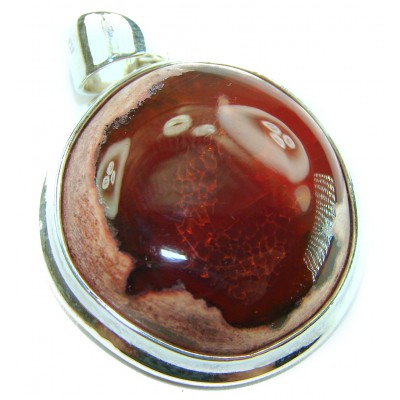 Inner Fire Natural 29.2 carat Mexican Fire Opal .925 Sterling Silver handmade Pendant