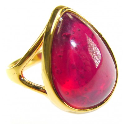 Carmen Natural 28.4 carat Ruby .925 Sterling Silver dipped in 22K Gold handmade Large Statement Ring size 8