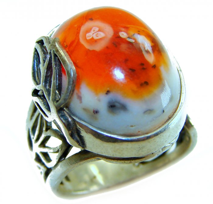 Queen of Fire best quality 17.4 carat Mexican Opal 18K Rose Gold over .925 Sterling Silver handmade ring 7 - video