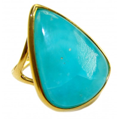 Angel Blue 20.8 carat Aquamarine .925 Sterling Silver dipped in 18K Gold handcrafted Large ring size 7 1/2