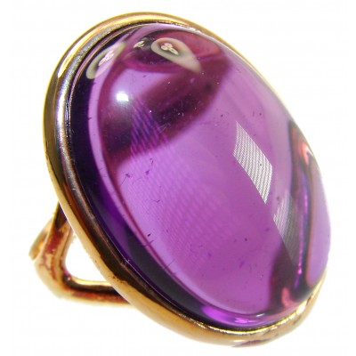 Top quality 25.2 carat Amethyst .925 Sterling Silver dipped in 18K Gold Handcrafted Large Ring size 7 3/4