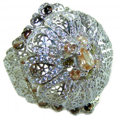 Casablanca Italy made 1.8 carat yellow Sapphire .925 Sterling Silver brilliantly handcrafted ring s. 6 3/4