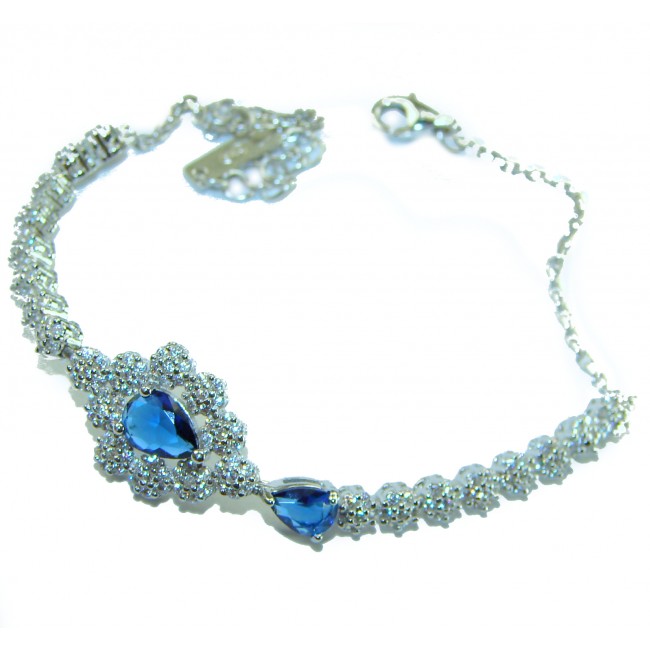 Born to Glam 4.2 carat natural Sapphire .925 Sterling Silver Perfectly handcrafted Statement Bracelet